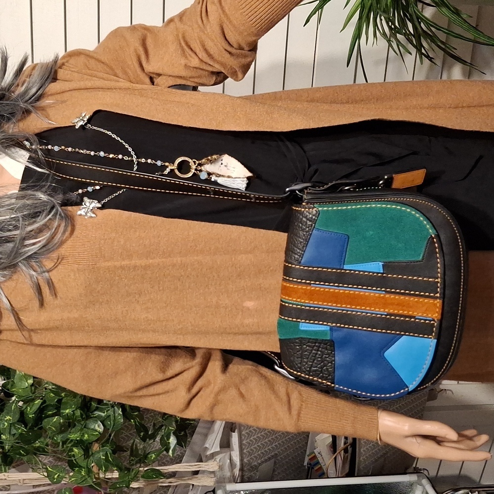 Coach Suede 23 Varsity Stripe Patchwork Crossbody Bag Shoulder Bag - Picture 3 of 17